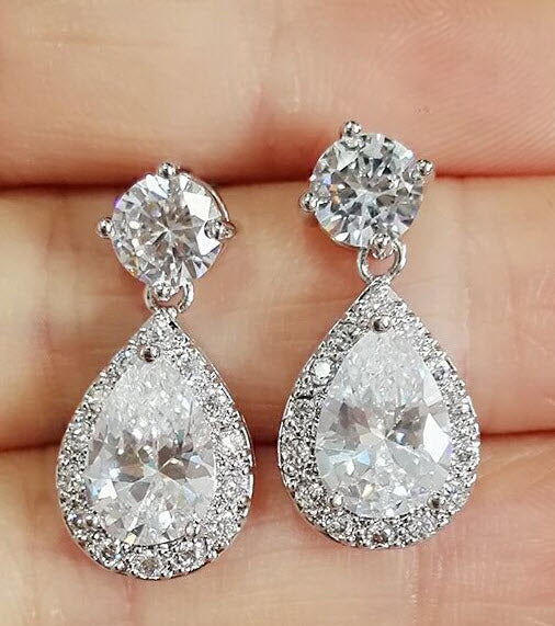 Water Drop CZ Diamond Earrings – MyKay Jewelry