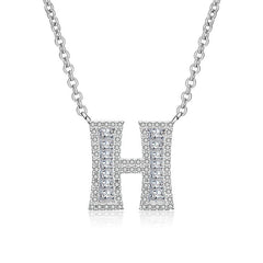White Sapphire Initial Letter Pendant Necklace