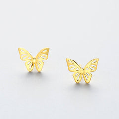 MyKay Butterfly Stud Earrings in Sterling Silver - Yellow Gold