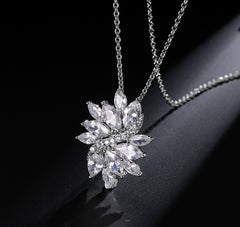 MyKay Large Floral Swirl Pendant CZ Diamond Necklace 2