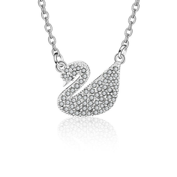 MyKay White Swan Necklace with Swarovski elements