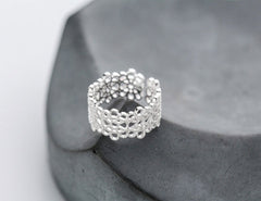 MyKay Victorian Floral Adjustable Ring in Sterling Silver 02