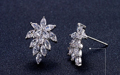 MyKay Luscious Snow Flurry CZ Diamond Stud Sterling Silver Prongs Earrings