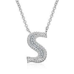 White Sapphire Initial Letter Pendant Necklace