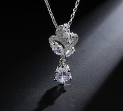Swirl Drop CZ Diamond Pendant Necklace