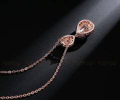 Double Halo Pear Cut CZ Diamond Necklace