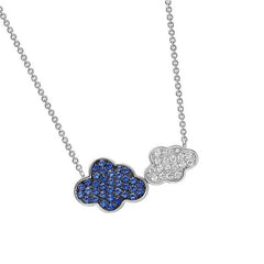 Blue & White Clouds Pendant Sterling Silver Necklace