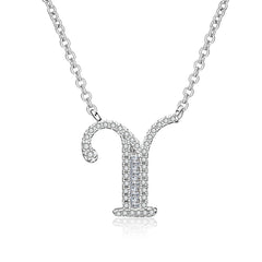 White Sapphire Initial Letter Pendant Necklace