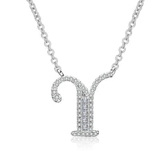 White Sapphire Initial Letter Pendant Necklace