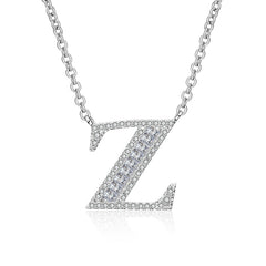 White Sapphire Initial Letter Pendant Necklace