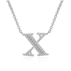 White Sapphire Initial Letter Pendant Necklace