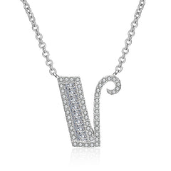 White Sapphire Initial Letter Pendant Necklace