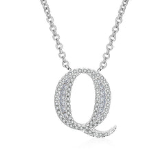 White Sapphire Initial Letter Pendant Necklace