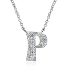 White Sapphire Initial Letter Pendant Necklace