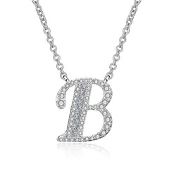 White Sapphire Initial Letter Pendant Necklace