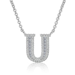 White Sapphire Initial Letter Pendant Necklace