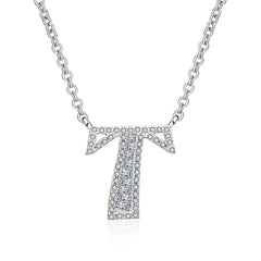 White Sapphire Initial Letter Pendant Necklace