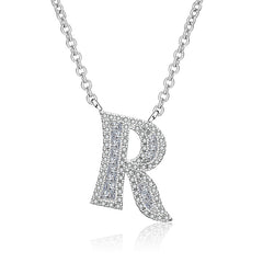 White Sapphire Initial Letter Pendant Necklace