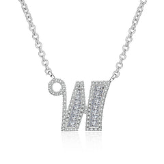 White Sapphire Initial Letter Pendant Necklace