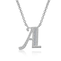 White Sapphire Initial Letter Pendant Necklace