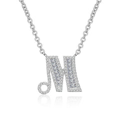 White Sapphire Initial Letter Pendant Necklace