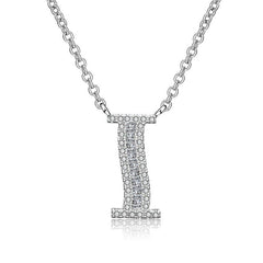 White Sapphire Initial Letter Pendant Necklace