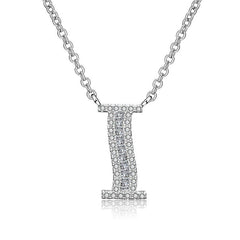 White Sapphire Initial Letter Pendant Necklace