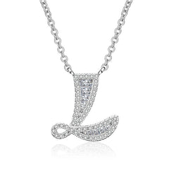 White Sapphire Initial Letter Pendant Necklace