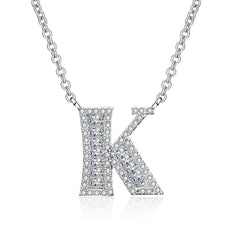 White Sapphire Initial Letter Pendant Necklace