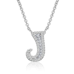 White Sapphire Initial Letter Pendant Necklace