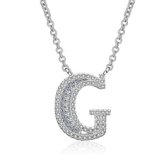 White Sapphire Initial Letter Pendant Necklace