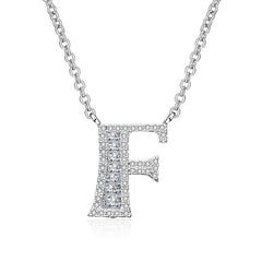 White Sapphire Initial Letter Pendant Necklace