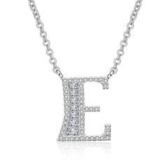 White Sapphire Initial Letter Pendant Necklace