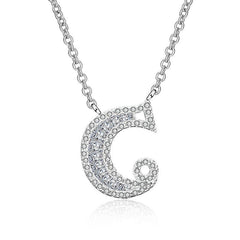 White Sapphire Initial Letter Pendant Necklace