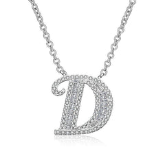 White Sapphire Initial Letter Pendant Necklace