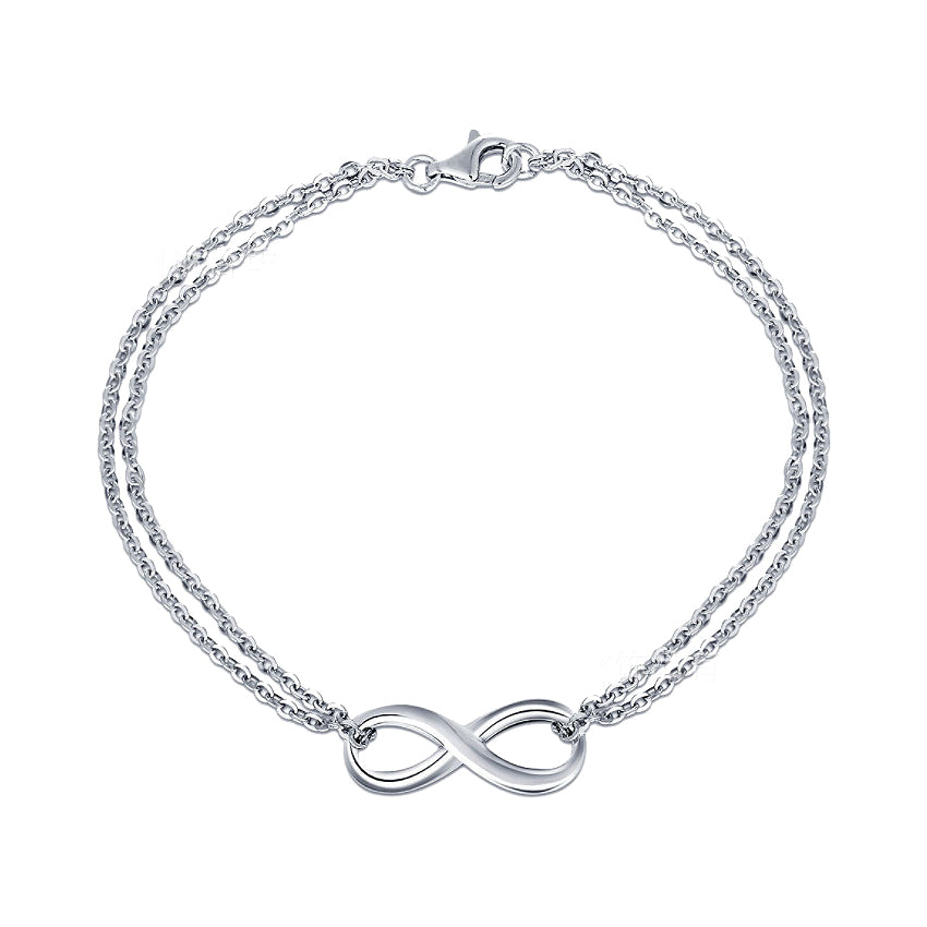 MyKay Infinite Love Double Chain Sterling Silver Bracelet