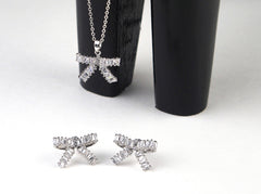 Bow Tapered Baguette CZ Diamond Jewelry Set