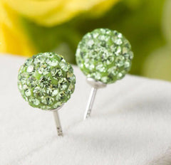 MyKay Sparkling Crystal Ball Stud Earrings in Sterling Silver