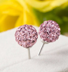 MyKay Sparkling Crystal Ball Stud Earrings in Sterling Silver