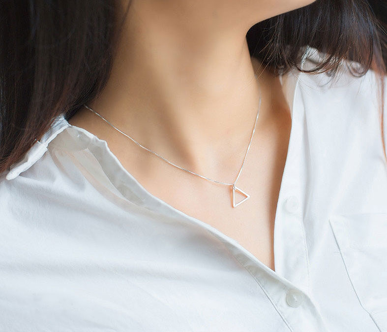 MyKay Geometry Pendant Necklace in Sterling Silver - Triangle