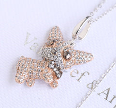 Adorable Dog Pavé Swarovski Crystal Gold Pendant Necklace