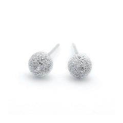 Sterling Silver Ball Studs in Frosted Finish
