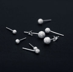 Sterling Silver Ball Studs in Frosted Finish