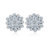 MyKay Luxurous Double Flower CZ Diamond Stud Sterling Silver Prongs Earrings