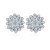 MyKay Luxurous Double Flower CZ Diamond Stud Sterling Silver Prongs Earrings