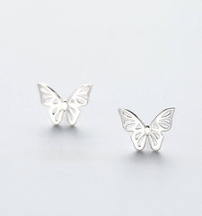 MyKay Butterfly Stud Earrings in Sterling Silver - Silver