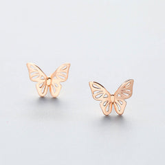 MyKay Butterfly Stud Earrings in Sterling Silver - Rose Gold