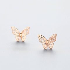 MyKay Butterfly Stud Earrings in Sterling Silver - Rose Gold