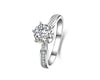 Imperial Crown Round Cut SONA Diamond Engagement Ring in Sterling Silver