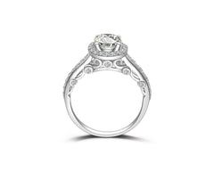 Vintage Halo Round Cut SONA Diamond Engagement Ring in Sterling Silver